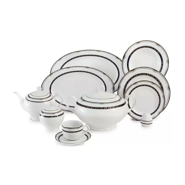 سرویس 102 پارچه چینی زرین-ایتالیا اف(گرد)-12 نفره-پرشیا سرمه ای-درجه عالی کد: 009249